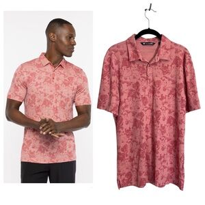 Travis Mathew pink cactus fruit tropical golf polo shirt tiny logo on sleeve